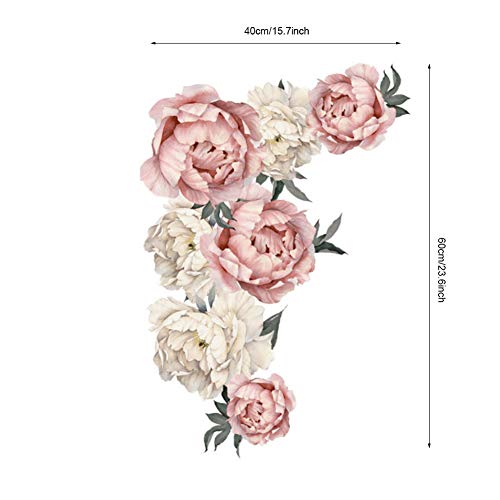 Peony Wall Stickers,Floral Wall Stickers Peony Flower Pattern Wall Stickers Art Applique Bedroom Decoration Background Sticker - Image 2