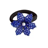 PETALOS JEWELRY - Scrunchie - Handmade hair accessory with crystal, tassels and pearls. Lightweight, easy to put on and take off. Ideal for all hair types. Handmade Jewelry (Dark Blue Crystal)