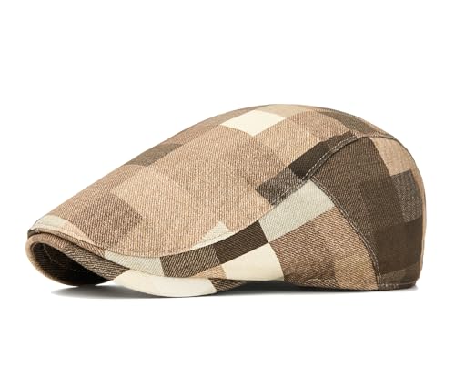 Image of Quanhaigou Men's Cotton Flat Ivy Gatsby Newsboy Driving Hat Adjustable Irish Cabbie Ivy Driving Hunting Cap