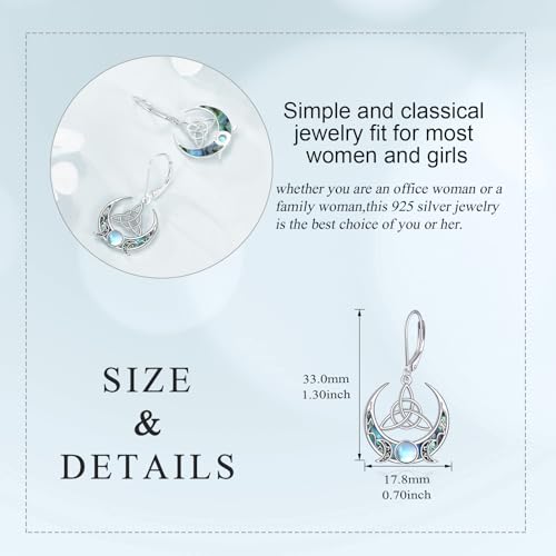 Celtic Earrings for Women 925 Sterling Silver Celtic Moonstone/Abalone Earring Vintage Wiccan Pagan Jewelry Gifts for Men3