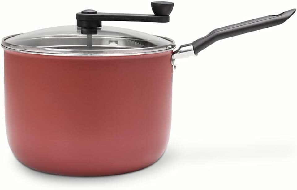 Brinox - Pipoqueira Antiaderente com Tampa de Vidro 4,2L - Cereja