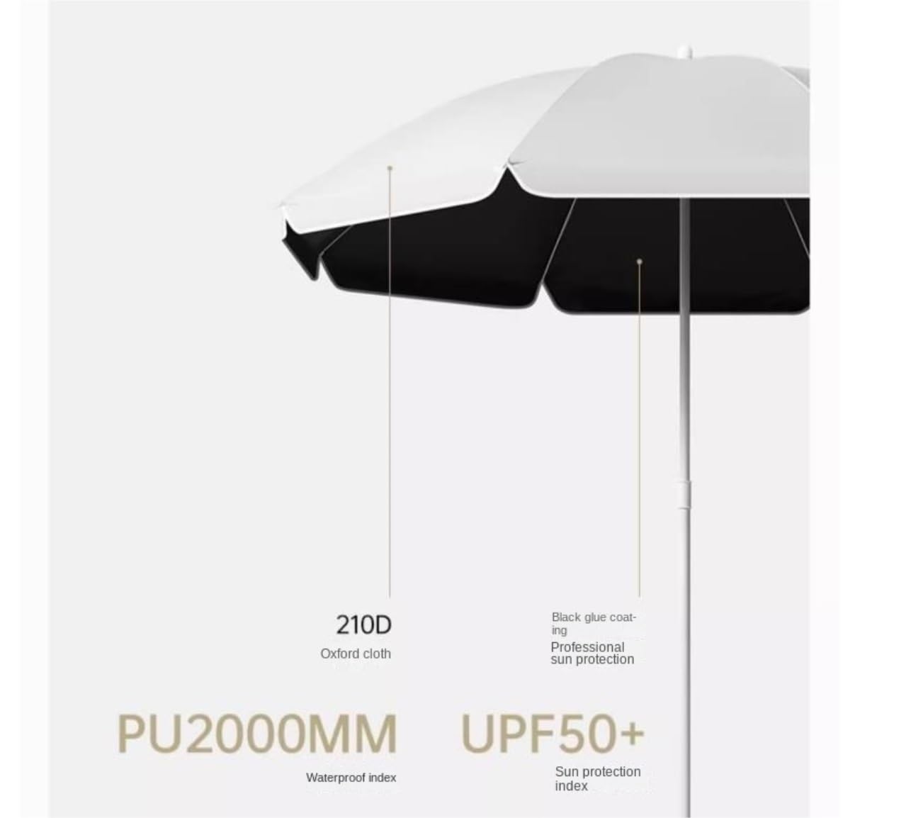 Parasole 5,2FT Parasol Plażowy Oxford Tkanina Parasol Ogrodowy Przenośny Baldachim Piknikowy Parasolka Przeciwsłoneczna Parasol Ogrodowy Z 8 Żebrami Parasol Ogrodowy(White)