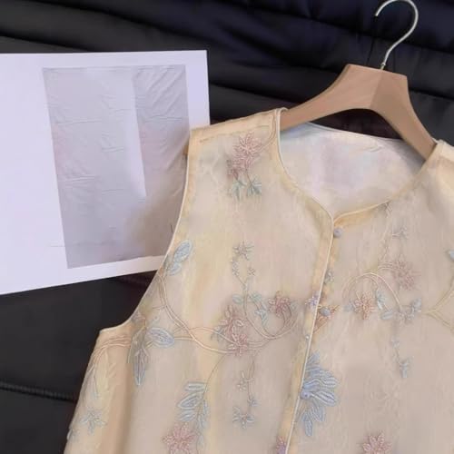 Chal bordado estilo chino para mujer capa sin mangas de otoño 4