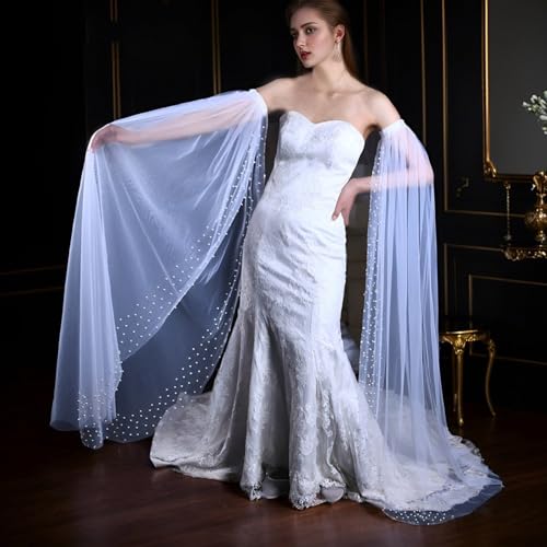 Mangas de encaje de boda largas accesorio nupcial brazo vestido velo perlas 5