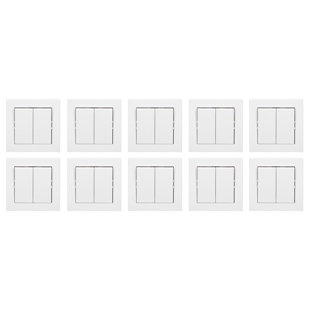 Pana_sonic Karre Plus 55 10er Komplett-Set: WDTM01092NC Serienschalter Einsatz + WDTR00091WH Serienwippe weiß 55x55 mm + WDTF00012WH Abdeckrahmen 1-fach, weiß 55x55 mm