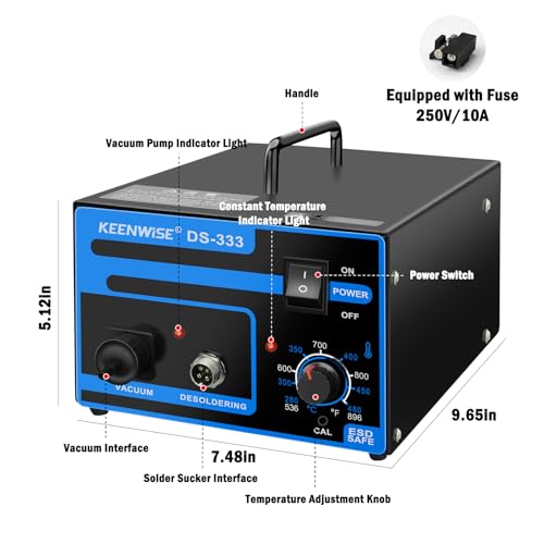 Image of Desoldering Gun, 120W Electric Solder Sucker, Strong 80kPa Suction, Variable Temp Control (536F - 896F), Dual-Column Vacuum Pump, Single-Handed Operation for Electronics and Industrial Use
