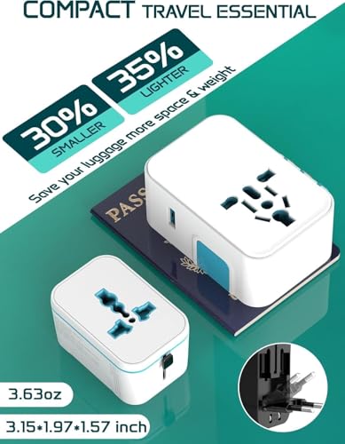 Image of rts 200+ Countries Universal Travel Adapter Fast Charger, Worldwide Plug Adapter 2 USB C PD3.0 & 2 USB-A Quick Charge, All in One International Power Adaptor Smart Wall Charger for Phone Laptop USA EU