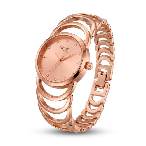 Zenzai Rose Gold Bracelet Watch for Women, Analog Quartz Cuff Wat...