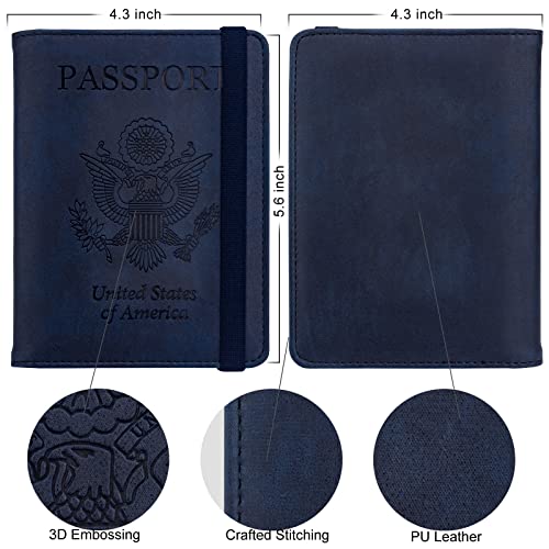Walnew Passport Holder Wallet, Rfid Blocking Passport Cover Case Pu Leather Card Holder With Pen And Clear Card Slot For Women Men thumb #3