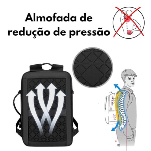 Mochila Executiva de Viagem Grande Impermeável Mala de Mão Masculina Feminina Expansível Reforçada E