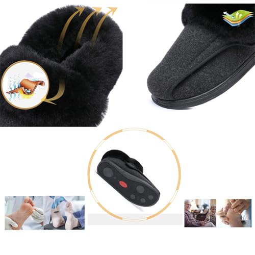 Men's Winter Winter Warm Fur Collar Adjustable Feet Walking Diabetic Shoes, Stylish Easy Close Easy Close Non Slip Orthopedic Sneakers, for Elderly, Swollen Feet, Plantar Fasciitis4