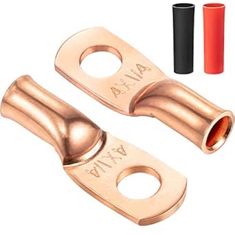 TG4THT-120PCS Heavy Duty 8 6 4 2AWG Battery Wire Lugs Cable Ends Ring Bare Copper Terminal Electrical Crimp Connector Power Inverters Cars Boats Home