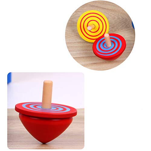 YeahiBaby Holzkreisel Traditionelle Holzspielzeug Kinder Sielzeug 4 Stück (Bunt) - Image 5