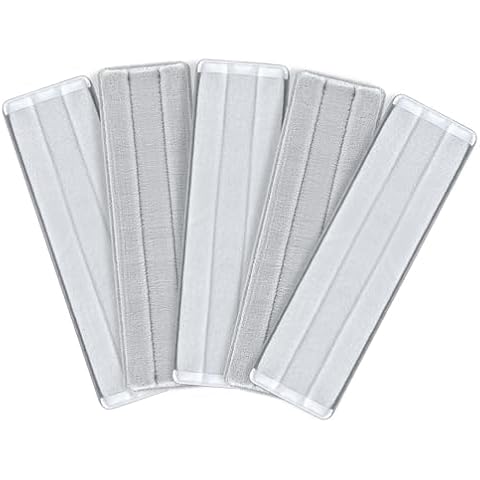 funest Flat Mop Pads, 5 Pack 16" X 4.5" Microfiber Mop Pads/Refills, Microfiber Mop Cleaning Pads, Machine Washable, Pads Replacement Flat Mop Bucket Set Cover