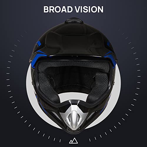 Ilm Youth & Kids Dirt Bike Helmet Atv Motocross Dot Approved Off-Road Street Helmet Unisex-Child Full Face Protective Helmet For Motorcycle Model Bld-818(Blue,Youth-Small) #TOP1