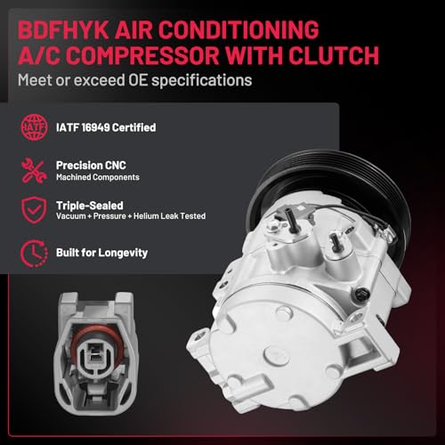 BDFHYK 98122 Air Conditioning A/C Compressor with Clutch Compatible with Mazda 5 2012-2015, 3 l4 2.3L 2010-2013, 3 L4 2.5L 2010-2013, 3 Sport L4 2.5L 2010-2013