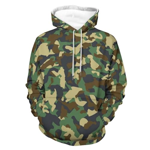 Camouflage Gray Camo Hoodie for Men Women Long Sleeve Pullover Sweatshirt with Pocket