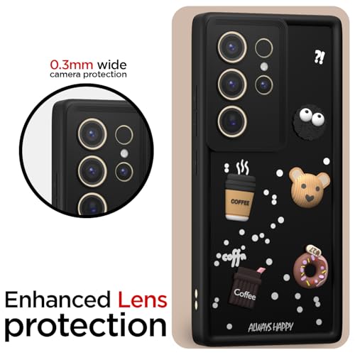 Image of Pikkme Back Cover for Samsung Galaxy S24 Ultra 5G | 3D Cartoon Silicone Case Cute & Fun Full Protective Bumper Cover (Black)