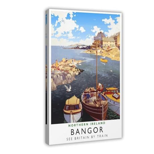 Affiche chemins de fer Irlande du Nord sur toile premium vintage chic