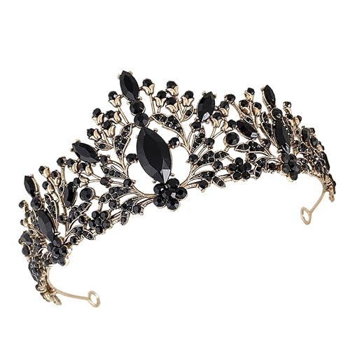 WOFASHPURET novia joyas collares de boda para mujer tiara de la boda guirnalda novio tiaras para niñas tiara nupcial de la boda tiaras de diamantes de imitación Aleación de zinc Black