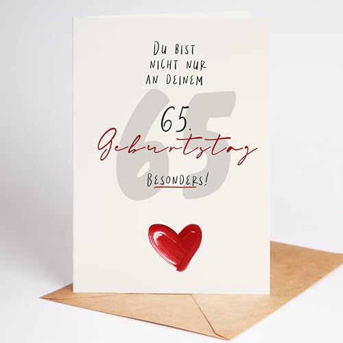 Lovely Cards - Geburtstagskarte 65 Frau Mann - Geschenk 65 Geburtstag Frau - Geburtstagskarten für Frauen - 65.ter Geburtstag - Karte 65 Geburtstag - Glückwunschkarte (DIN-A6)