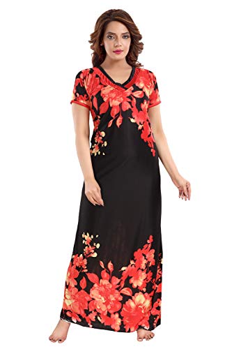 Image of Fabme Women's Satin Floor Length Night Dress Nighty