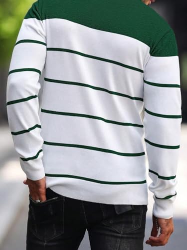 Men's Color Block Striped Sweater Long Sleeve Crewneck Pullovers Casual Slim Fit Fall Knit Tops2