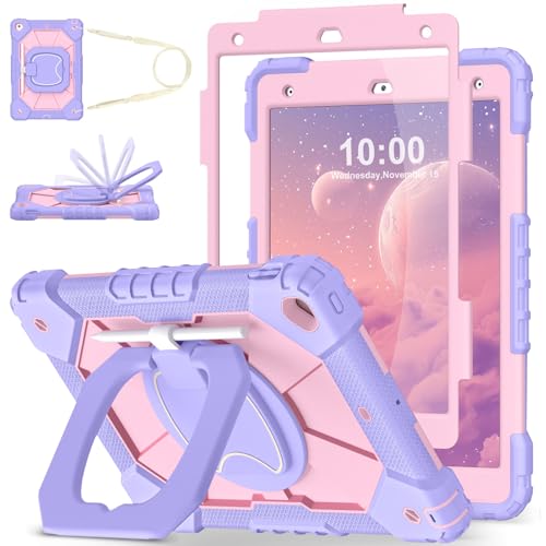 Image of WESOROL Case for iPad 9th Generation 10.2 Inch Tablet Case Military Grade Shockproof Cover for iPad 9th /8th /7th Gen Cases with Rotating Stand Screen Protector Pencil Holder,Purple Rose