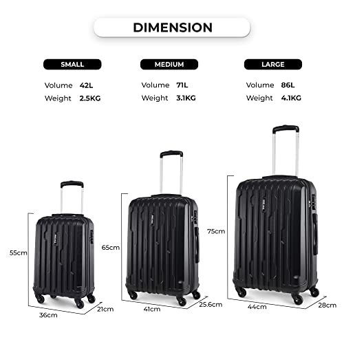 Image of Stony Brook By Nasher Miles Storm 55 Cm Cabin Polycarbonate Hard Sided 8 Spinner Wheels Luggage /Trolley Bag /Suitcase (Black) 360 Degree