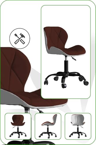 Image of Amazon Brand - Umi Home Swivel Height-Adjustable Faux Leather Office Computer Study Desk Chair for Salon, Spa in Dark Brown & White Color