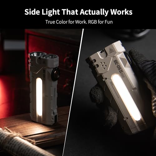 Image of LOOP GEAR SK05 Pro 2 5000LM High Lumen Rechargeable Flashlight, EDC Flat Flash Light with Spot /Flood /Side Light & Strobe,IP68 Waterproof for Camping Hiking Emergency (Mao Grey)