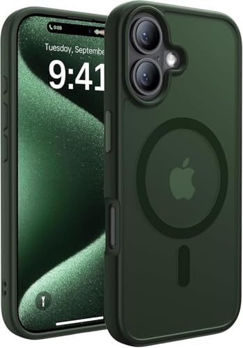 Image of VONZEE Magnetic Case Compatible with iPhone 16, MagSafe Compatible Translucent Matte Shockproof Protective Phone Cover, Slim Anti-Scratch Back Case for Men & Women, Green
