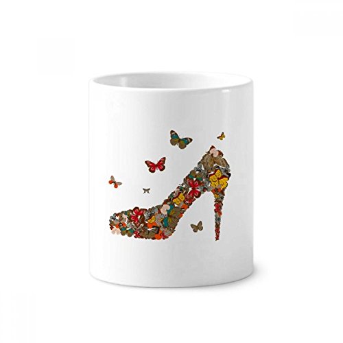 Mug blanc céramique papillon et talon haut 350ml pour stylo