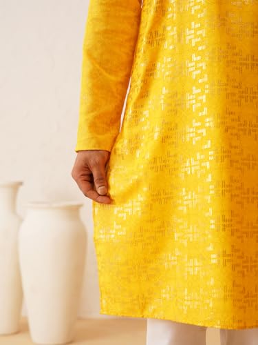 Image of SOJANYA (Since 1958 Men's Cotton Gold Embroidered Long Kurta