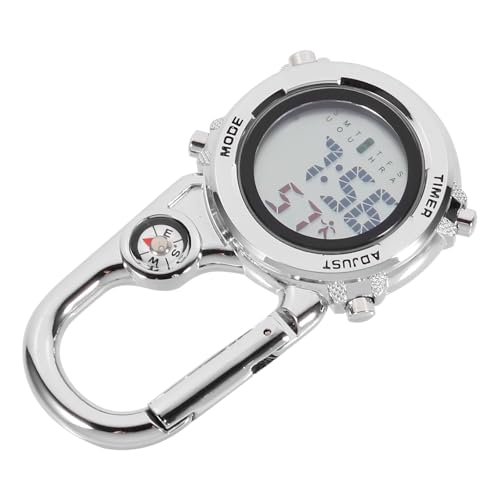 Reloj elegante de acero inoxidable con mosquetón para acampada y exteriores