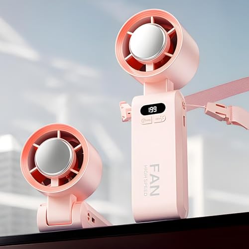 Ventilateur à main à écran numérique avec lacet de cou amovible