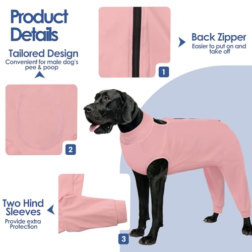 Image of AOFITEE Extra Large Dog Recovery Sleeve, Recovery Suit for Hind Legs, Anti Licking Rear Leg Sleeve for Female Male Dogs, Wound Cover for Rear Leg and Abdomen, Dog Cone Alternative Pink 2XL