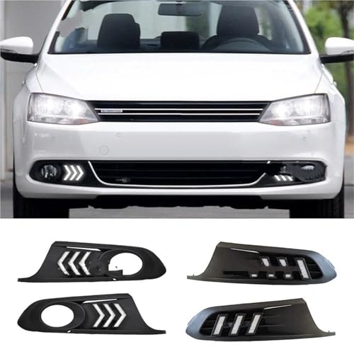 Luces diurnas para VW Jetta Sagitar 2012-2014 con intermitentes y cubierta antiniebla 2