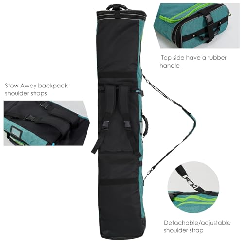 Image of XCMAN Roller Snowboard Bag Adjustable Length 63-75In Padded Bag for Air Travel Snowboard Boots