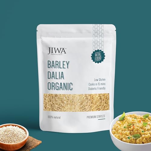 JIWA Organic Pearl Barley Dalia | Broken Barley Daliya | Cereal for Porridge | Cooks in 15 mins | Make Dalia, Khichdi or Cook with Pulses | Regular Wheat Dalia Replacement | Low Gluten | 100% Natural | 500 g (B0DF7VL8R3) Amazon Price History, Amazon Price Tracker