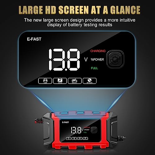 Daconovo Carregadores de bateria de carro E-RÁPIDO 12V/6A Carregadores de bateria automáticos comple