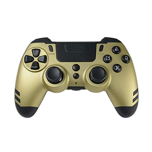 Steelplay, Metaltech, Wireless Gamepad für PS4, Gaming Controller, Gamepad mit Dual Vibration System, Bluetooth Controller kompatibel mit PS4, PS3 und PC - Gold Cover