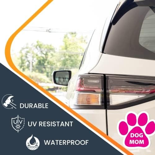 Image of Dog Mom Pink Pawprint Car Magnet 5 Inch, Dog Lover Gift