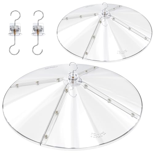 iBorn Baffles for Bird Feeders, 19.6” Oversized Bird Feeder Cover for Rain Guard, Squirrel Guard, Full Protection for Feeders for Outdoors, Polycarbonate(PC), Pack of 2, Transparent