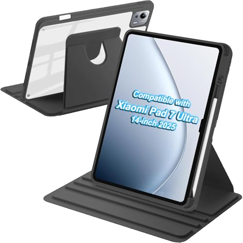 Coque Xiaomi Pad 7 Ultra rotative 360 antichoc et étui housse noir avec veille auto