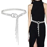 Cinturón de Cadena de Metal para Mujer, Brillantes Cadena de Cintura de Metal de Plata Ajustable, para Vestidos, Vestidos de Fiesta