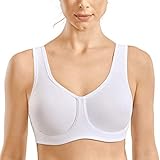 SYROKAN Women's Underwire High Support Plus Size with Adjustable Straps Sports Bra White 36D