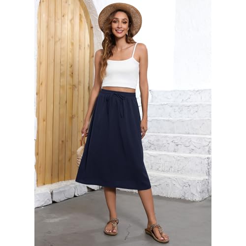 Image of Witsmile Flowy Skirt Elastic High Waist A-Line Skirt with Pockets Bohemia Cover-up for Women 2026 Trendy(S-2XL)