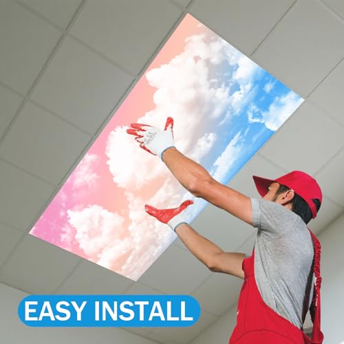 Image of 8 Pcs Fluorescent Light Covers with 80 Magnets Decorative for Classroom Ceiling Light 4 x 2 Feet Magnetic Light Covers Filter Easy Install for Office Hospitals & Home Drop Ceiling Supplies