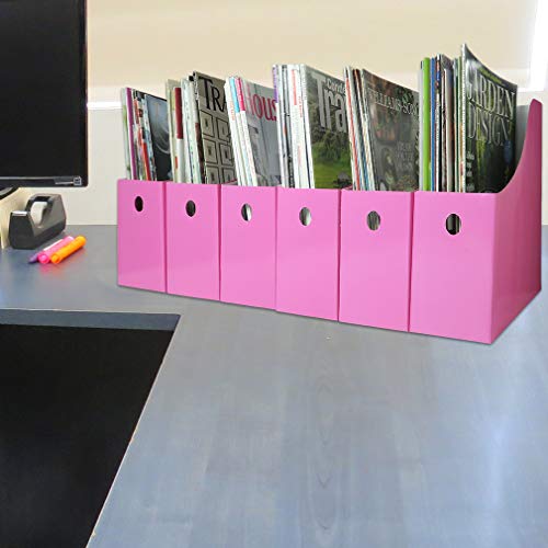 Evelots Magazine File Holder-Organizer-Full 4 Inch Wide-Pink-With Labels-Set/12 - Thumbnail 2